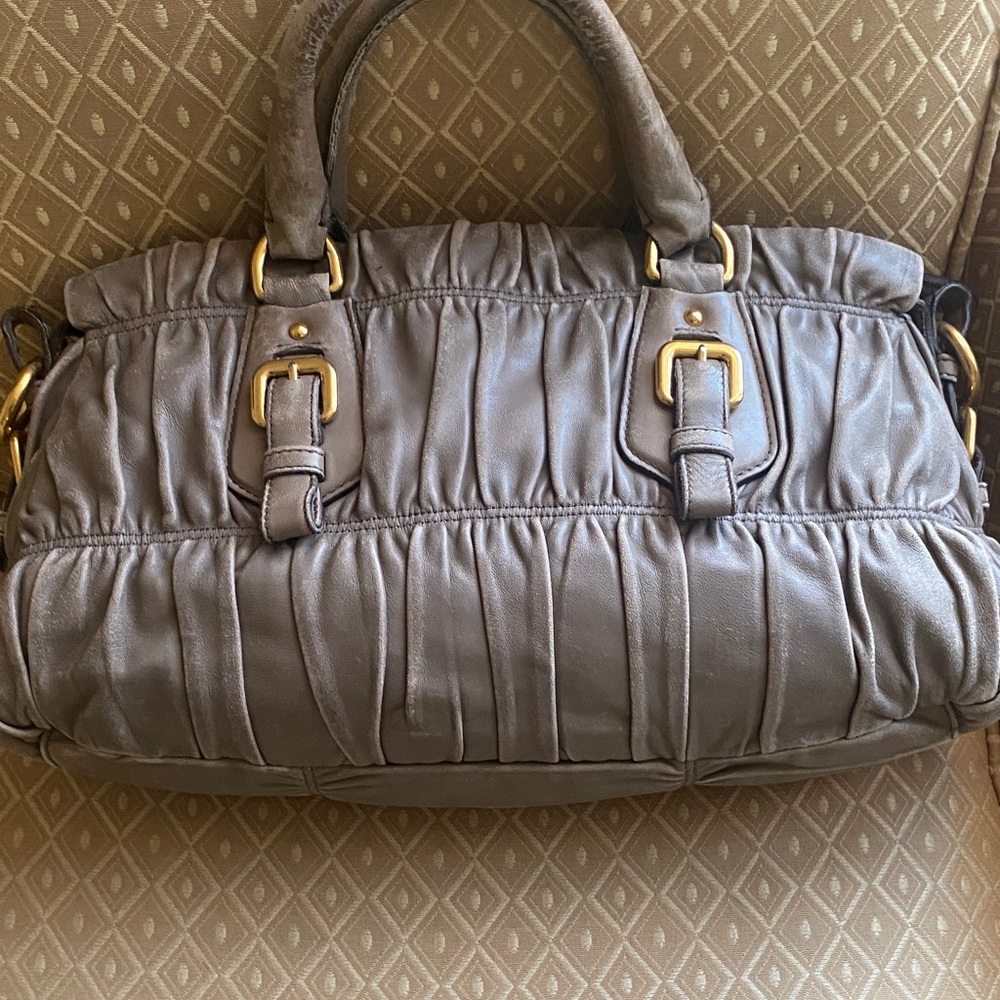 Prada Ruched Tessuto
Napa Leather Tan Vintage Satchel - Picture 7 of 16